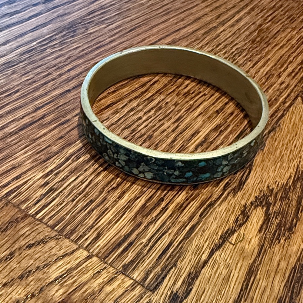 Elegant Gold and Green Bangle Bracelet